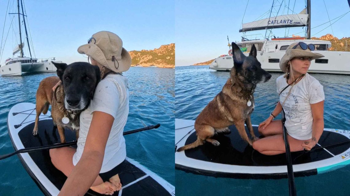 Laurine Kapp ambassadrice Camp vibes sous le paddle avec sa chienne
