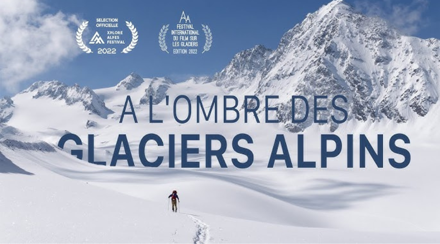 Couverture du Film À l’ombre des glaciers alpins, sur la traversée des Alpes par trois jeunes pour apprendre sur la fonte des glaces
