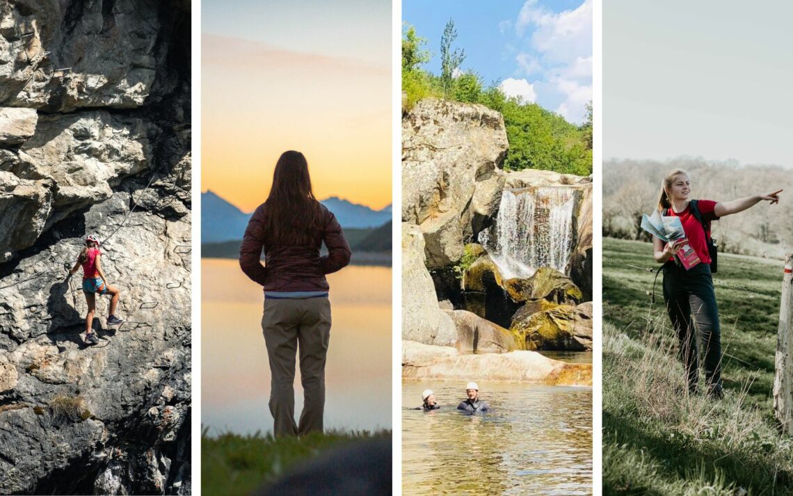 photos de quatre activités de pleine nature qui change de la randonnée pédestre
